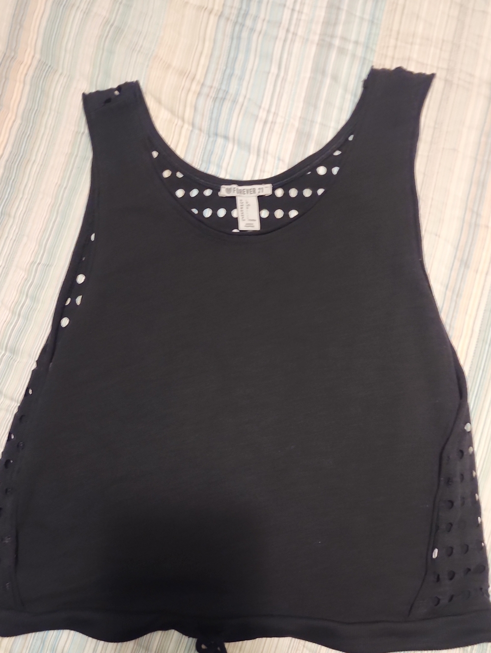 Forever 21 Black Laser-Cut Muscle Tank